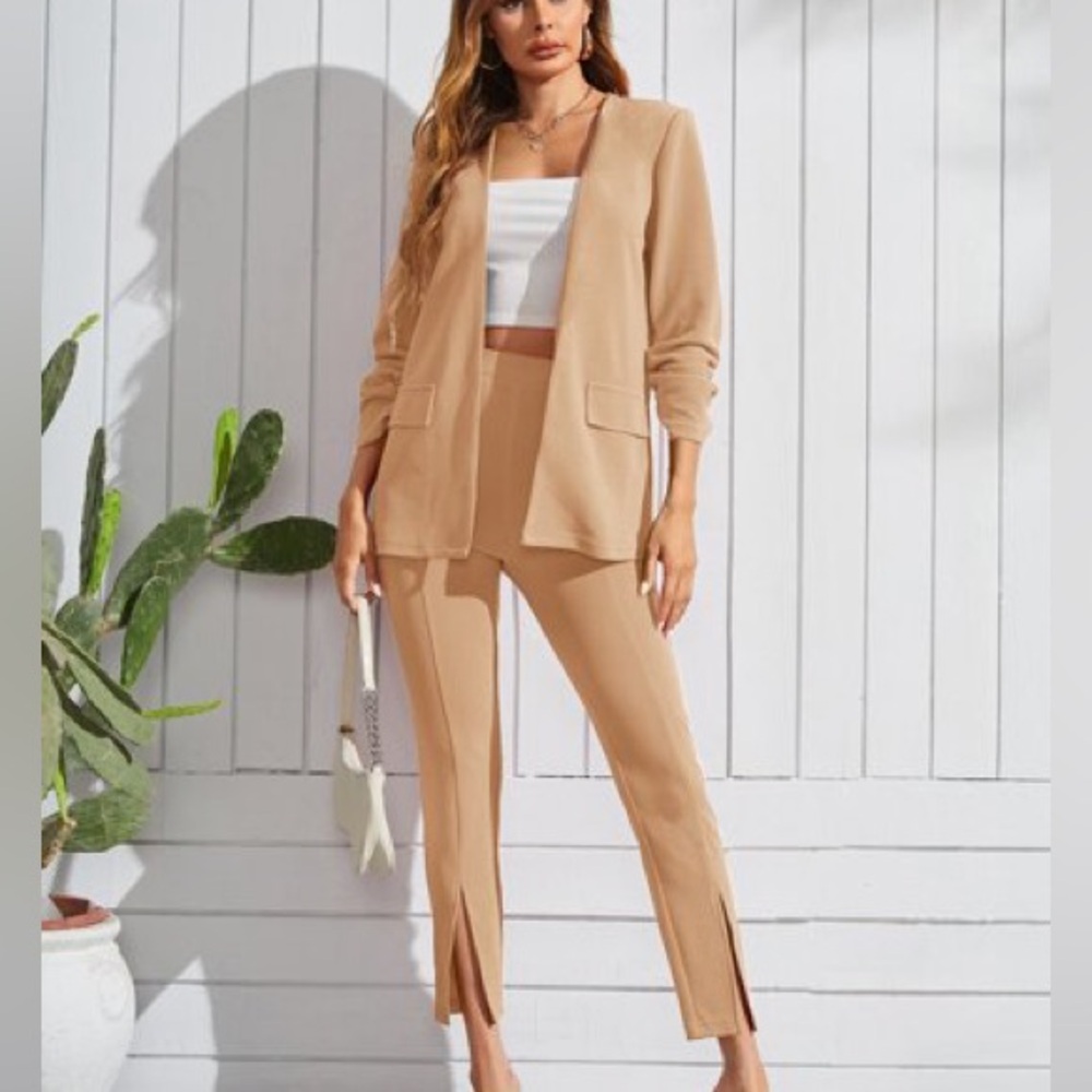 Elegant Tan Women's Pantsuit